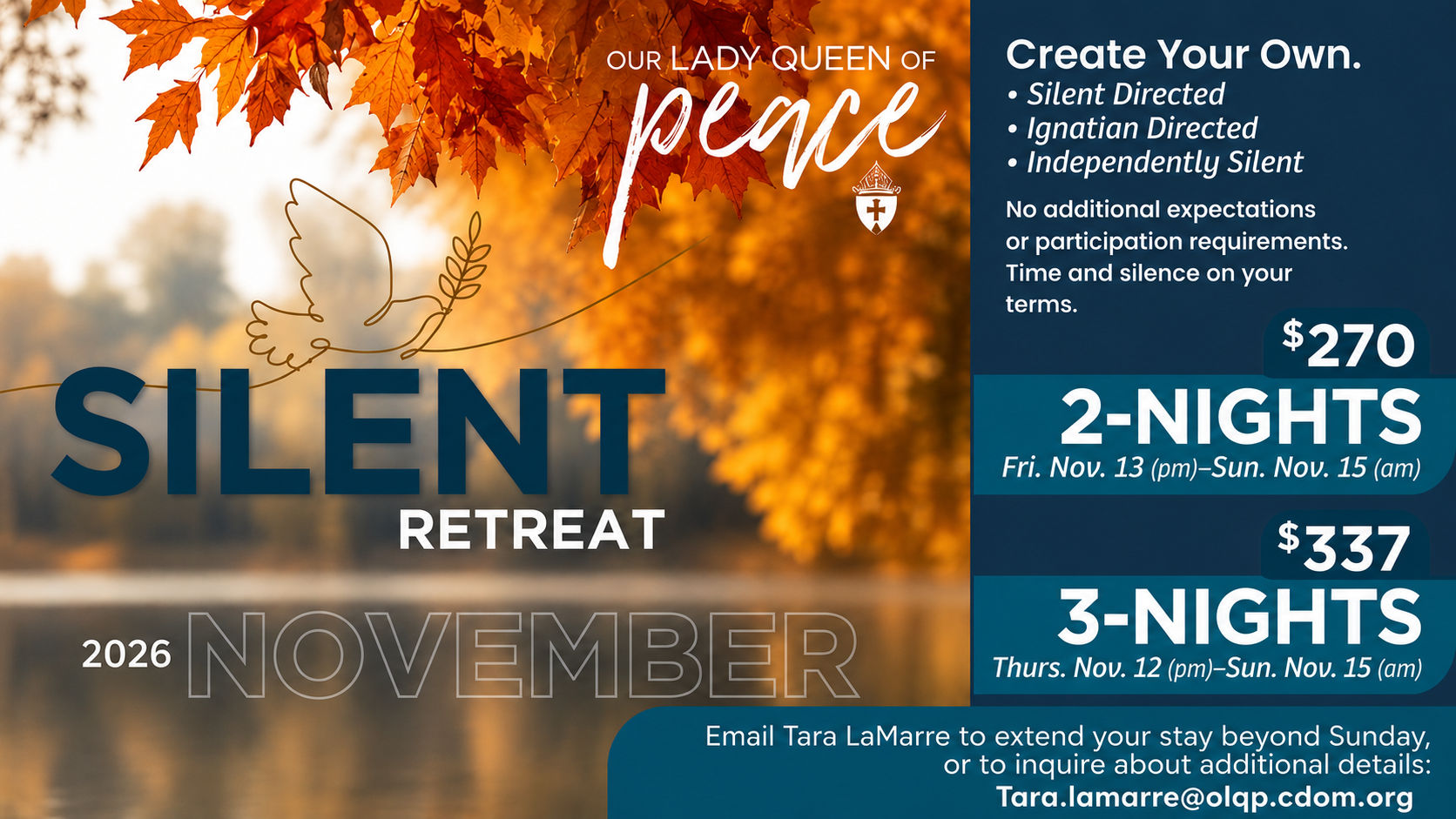 Silent Retreat Dates in November 2026 at OLQP