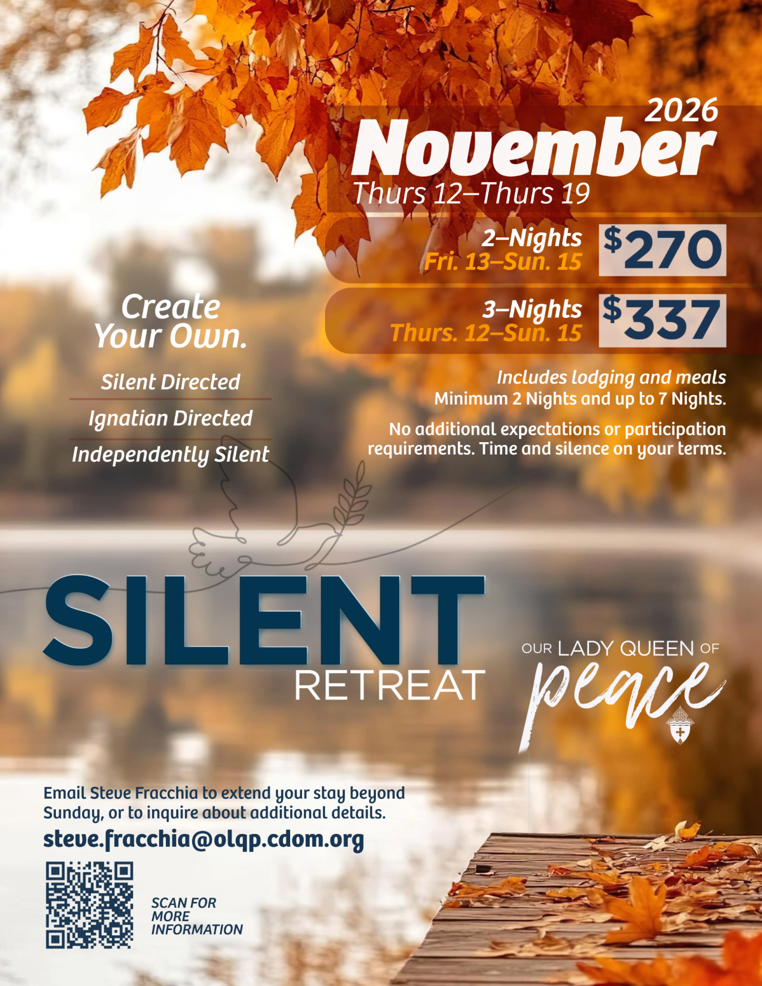 Silent Retreat Dates in November 2026 at OLQP