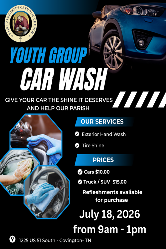 Youth Group Car Wash Fundraiser at St. Alphonsus in Covington