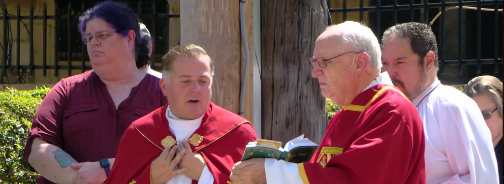 Father Szczechura Blessing of Bell Tower at St. Patrick Catholic Church