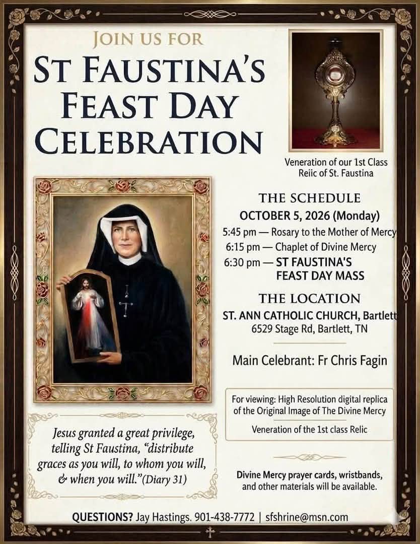 St. Faustina Feast Day Celebration Mass at St. Ann Catholic Church