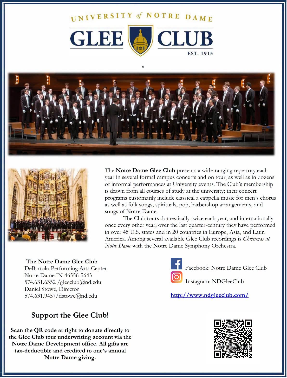Notre Dame Men’s Glee Clue to Perform at SBA Catholic High School